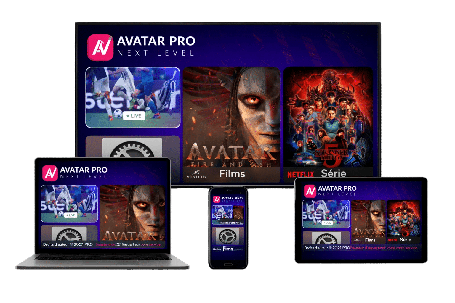 Avatar Pro compatible TV PC smartphone tablette